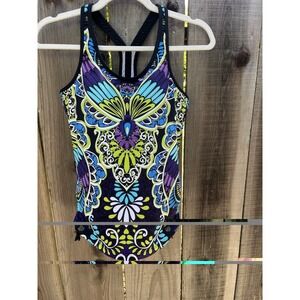 Athleta swim tankini top Women Size Small Padded Floral Multi EUC